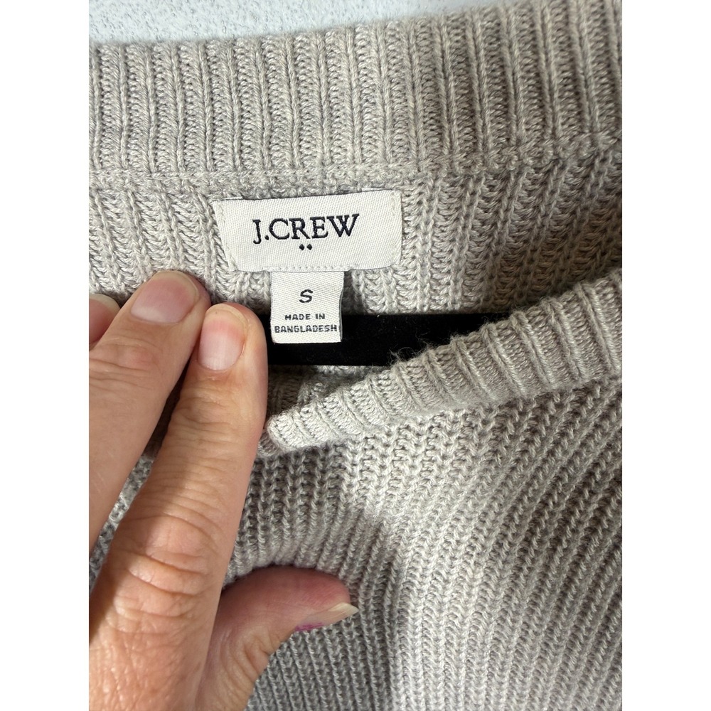 J.Crew Womens Heather Gray Ribbed Knit Button Shoulder Sweater Sz Small Pullover - Picture 9 of 10